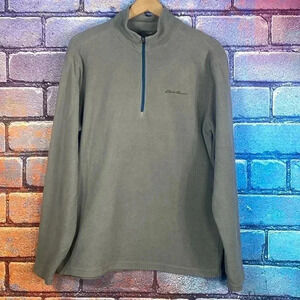 Eddie Bauer Men’s Half Zip Lightweight Outdoor Fleece Jacket Gray Medium